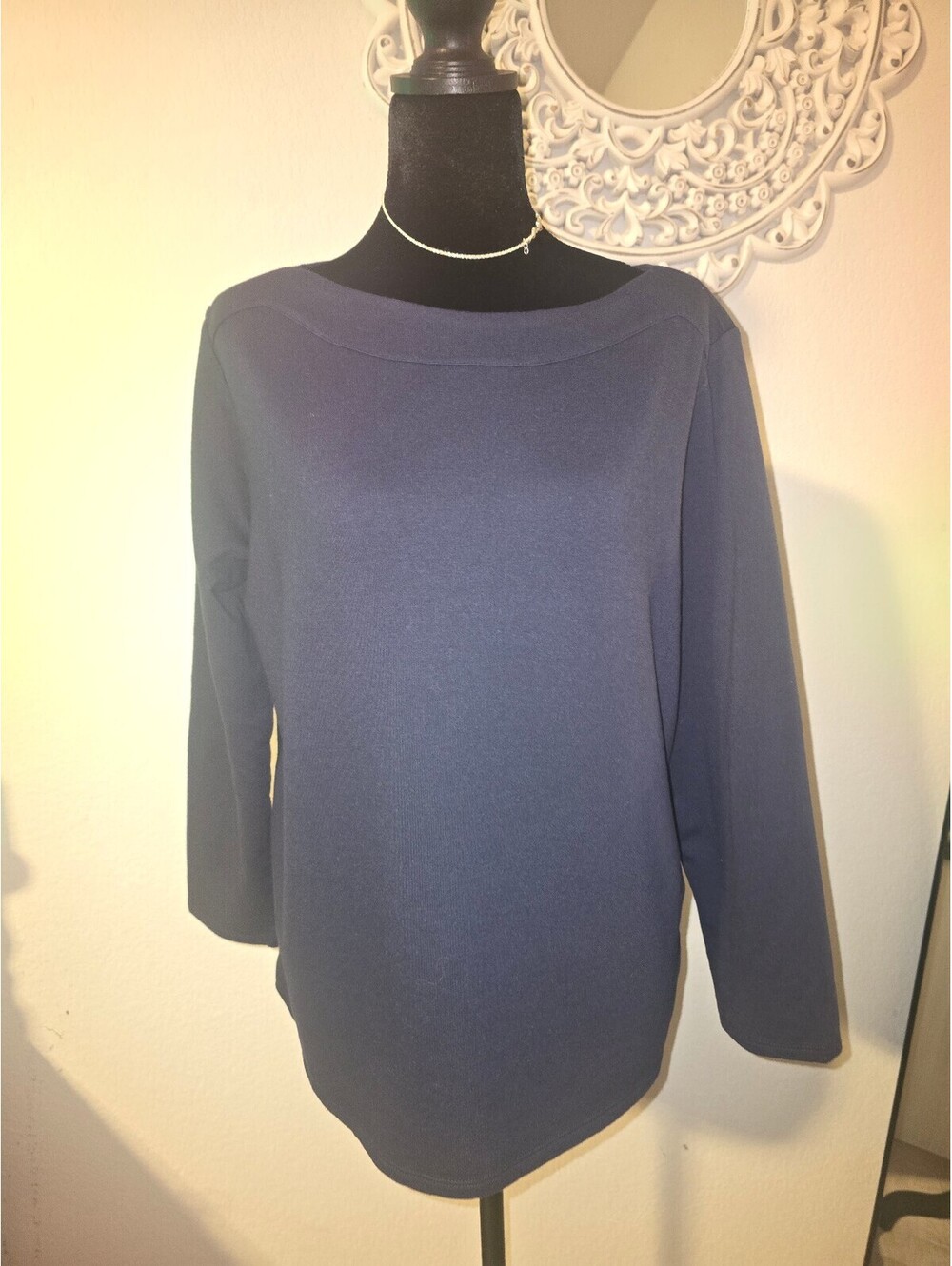 Rafaella Navy Blue Long Sleeve Top Size Large